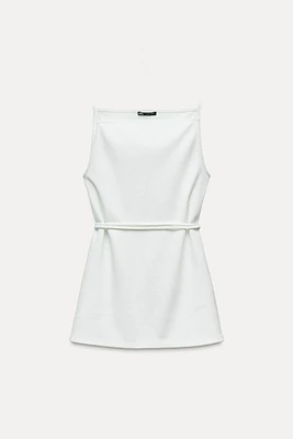 LONG BELTED SOFT PIQUÉ TOP