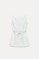 LONG BELTED SOFT PIQUÉ TOP