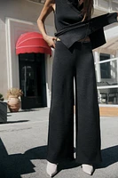 WIDE LEG SOFT PIQUÉ PANTS