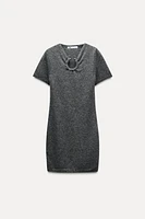 METAL APPLIQUE KNIT DRESS