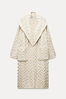 LONG CABLE KNIT COAT