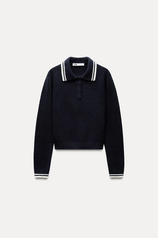 KNIT POLO SWEATER