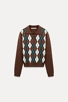 ARGYLE KNIT POLO SWEATER