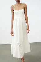 OPENWORK EMBROIDERY MIDI DRESS