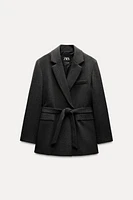 BELTED WOOL BLEND BLAZER ZW COLLECTION