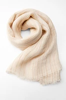 STRIPED 100% LINEN SCARF