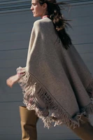 FRINGED KNIT CAPE