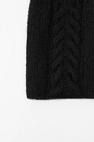 WOOL BLEND CABLE KNIT FINGERLESS GLOVES