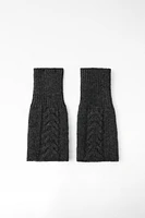 WOOL BLEND CABLE KNIT FINGERLESS GLOVES