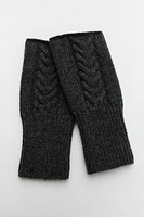 WOOL BLEND CABLE KNIT FINGERLESS GLOVES