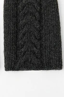 WOOL BLEND CABLE KNIT FINGERLESS GLOVES