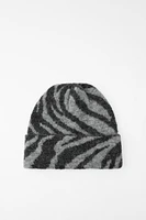 ANIMAL PRINT KNIT BEANIE