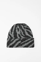 ANIMAL PRINT KNIT BEANIE