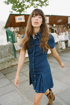 Z1975 PLEATED DENIM MINI DRESS