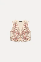 EMBROIDERED MIRROR BEAD VEST