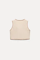 EMBROIDERED MIRROR BEAD VEST