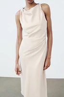 SATIN EFFECT MIDI DRESS