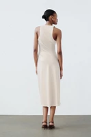 SATIN EFFECT MIDI DRESS