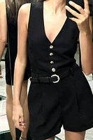 BELTED SHORT JUMPSUIT