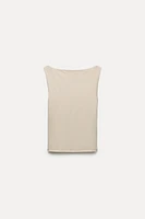 POLYAMIDE BOAT NECK TOP