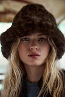 FAUX FUR ANIMAL PRINT BUCKET HAT