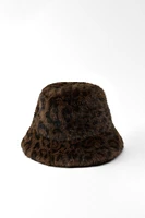 FAUX FUR ANIMAL PRINT BUCKET HAT