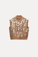 KNIT SEQUIN SWEATER VEST