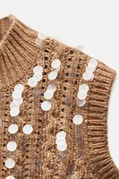 KNIT SEQUIN SWEATER VEST