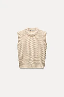 TEXTURED KNIT SWEATER VEST