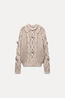 JEWEL BEADED KNIT SWEATER