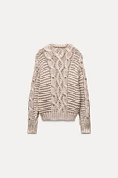 JEWEL BEADED KNIT SWEATER