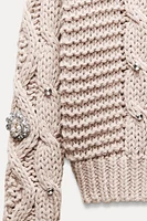 JEWEL BEADED KNIT SWEATER