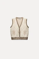 ARGYLE SEQUIN KNIT VEST TOP