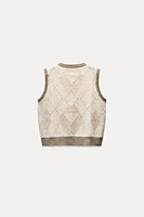 ARGYLE SEQUIN KNIT VEST TOP