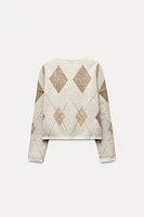 ARGYLE SEQUIN KNIT CARDIGAN