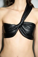 ASYMMETRIC WRAP LEATHER TOP