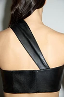 ASYMMETRIC WRAP LEATHER TOP