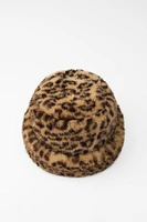 FAUX FUR ANIMAL PRINT HAT