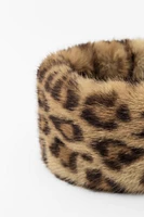 FAUX FUR ANIMAL PRINT HEADBAND