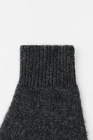 FINGERLESS WOOL BLEND KNIT GLOVES