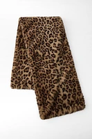 FAUX FUR ANIMAL PRINT SCARF