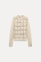 COMBINATION CROCHET KNIT SWEATER