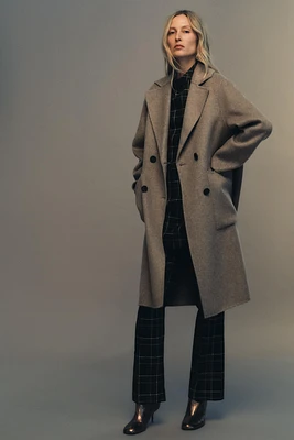 LONG WOOL BLEND DOUBLE BREASTED COAT