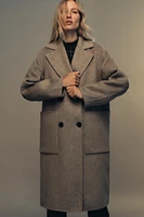 LONG WOOL BLEND DOUBLE BREASTED COAT