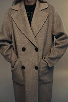 LONG WOOL BLEND DOUBLE BREASTED COAT