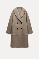 LONG WOOL BLEND DOUBLE BREASTED COAT