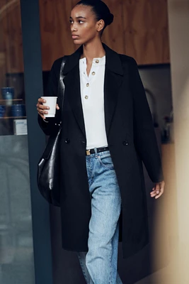 DOUBLE BREASTED WOOL BLEND COAT