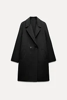 DOUBLE BREASTED WOOL BLEND COAT