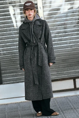 DOUBLE BREASTED WOOL BLEND COAT