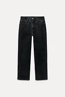 ZW COLLECTION HIGH WAIST CROPPED BOOTCUT FLOCKED JEANS